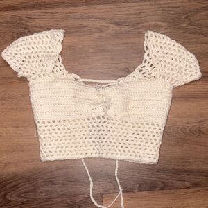 Cream Crochet Crop Top